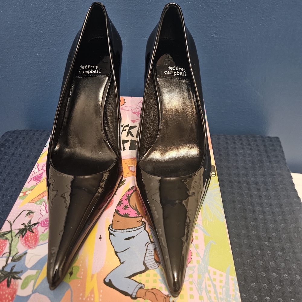 Jeffrey Campbell Women's Black Patent Pointed-Toe Pumps